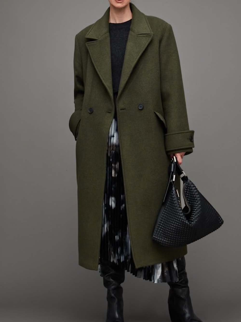 AllSaints Paulah Mixed Media Wool Blend
Coat Size 10 US